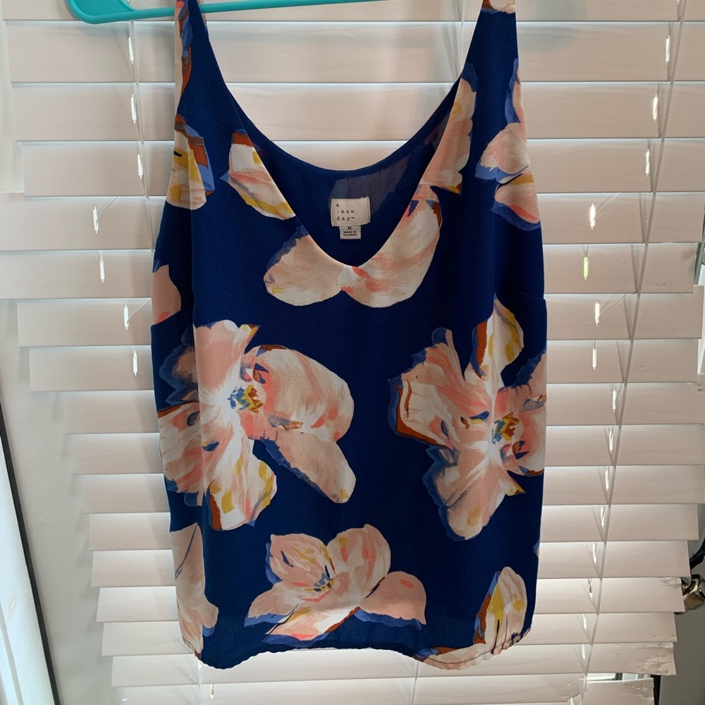 Navy blue floral blouse